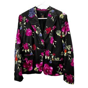 Grace Elements Floral Blazer Jacket 12 Black Pink Red Cottagecore Whimsygoth